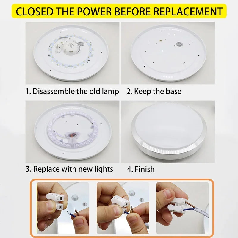 Round LED Panel Ceiling Light 12W 18W 24W 36W Aluminum PC White Light AC110-220V