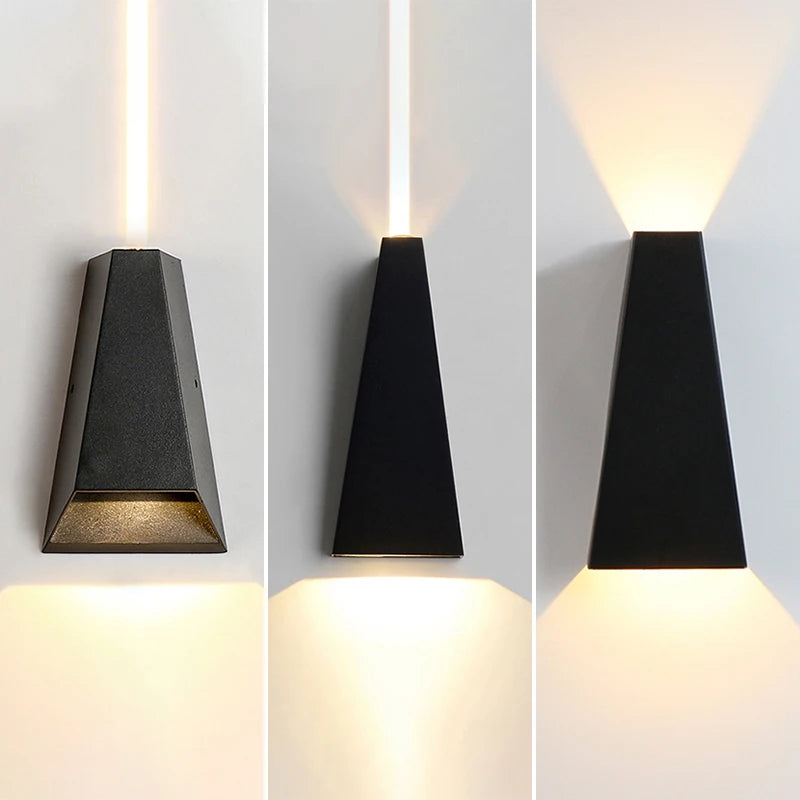 IP65 LED Outdoor Wall Lamp 6W 10W Aluminum Borosilicate Glass Baked Finish CRI 80 90 lm/W AC 85-265V Porch Garden Nordic Black White