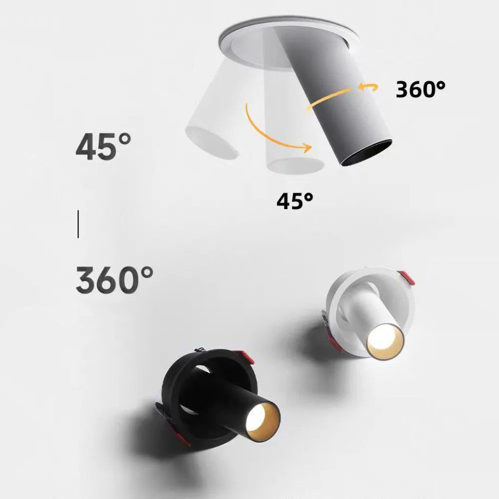 Dimmable 360-Degree Adjustable COB LED Recessed Downlight 5W 7W 10W 12W 15W 18W 20W 24W