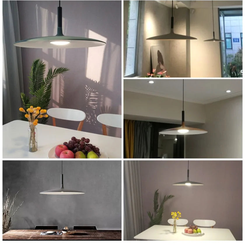 Modern Nordic Round LED Pendant Light Aluminum White Black Gray Yellow AC 85-265V