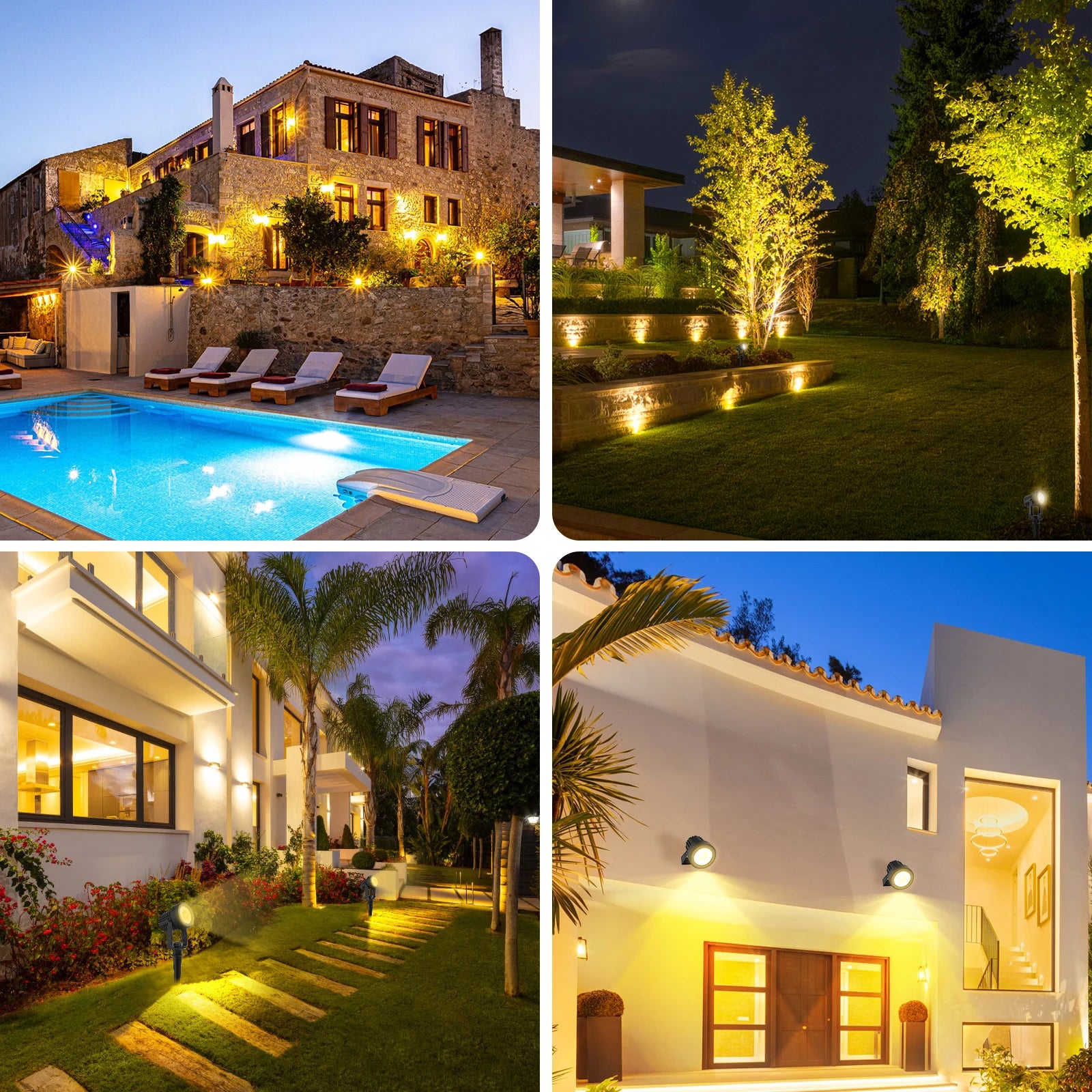 Solar LED Outdoor Spotlight IP65 RGB Warm White Cool White Garden Pathway Wall Lamp 6V 5W
