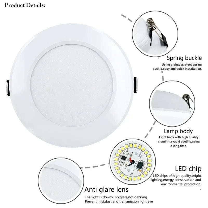 LED Recessed Downlight 5W 9W 12W 15W 18W Epistar DC12V DC24V AC110-240V 120° 2-8 Pack