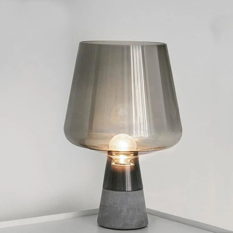 Cement Glass Table Lamp E14 D20cm H30cm Smoky Gray Amber AC 85-265V Bedside Desk Lamp