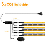 COB LED Strip Kit 8mm Black PCB 100-300cm Touch Dimmer Through-Wood AC 100-240V DC 12V