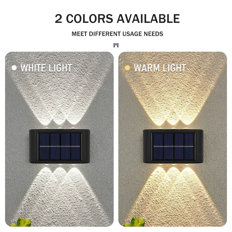 Solar LED Wall Lamp IP65 Waterproof Up and Down Light ABS PC Polycrystalline Panel Auto Dusk to Dawn Garden Yard Balcony