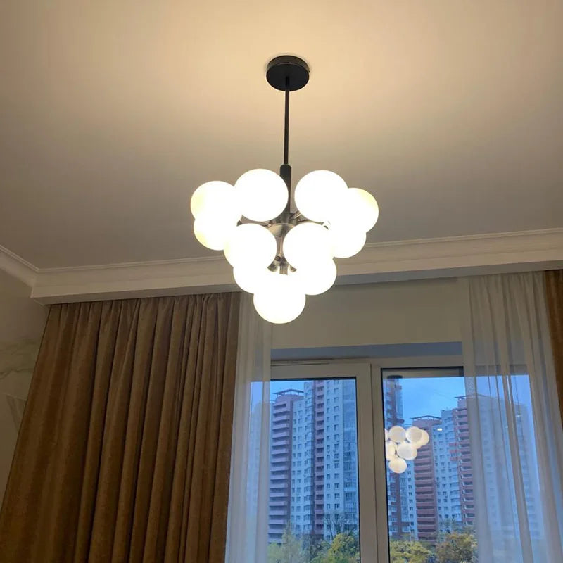 Modern Frosted Glass G9 Chandelier Black Brass Chrome Iron Aluminum AC 110-220V Pendant