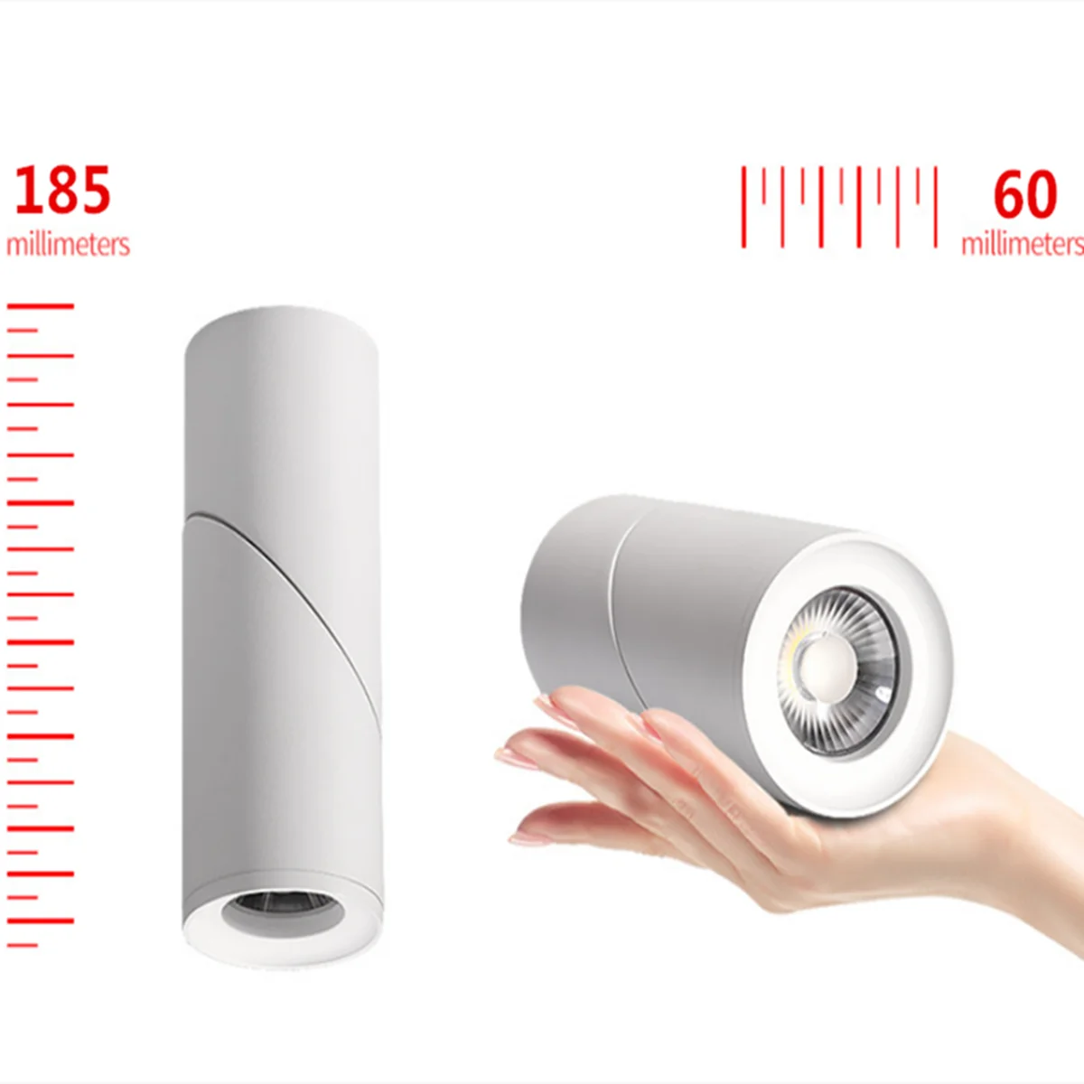 Dimmable Rotating COB LED Downlight 9W 12W 15W 18W 24W Die Cast Aluminum Knob Switch IP52 AC 85-265V Ceiling and Rail Mount