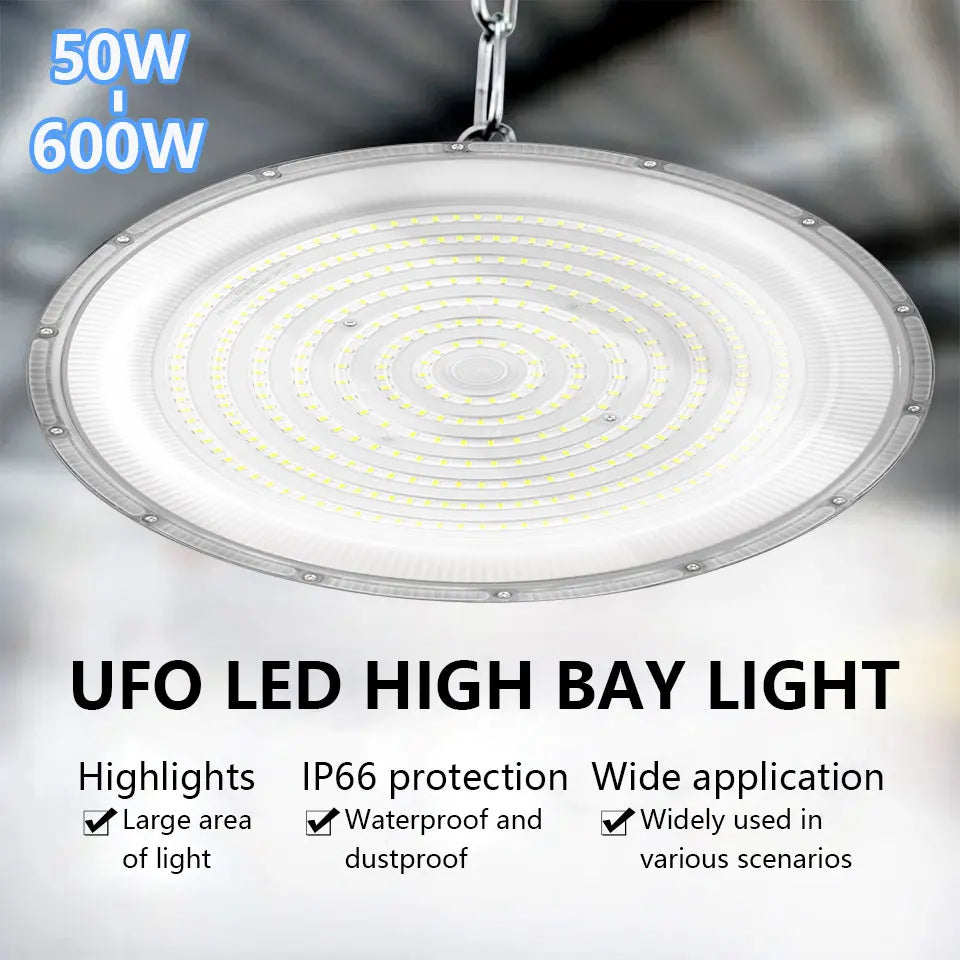 UFO LED High Bay Light 50W 100W 150W 200W 300W 400W 500W 600W IP66 AC85-265V 6500K