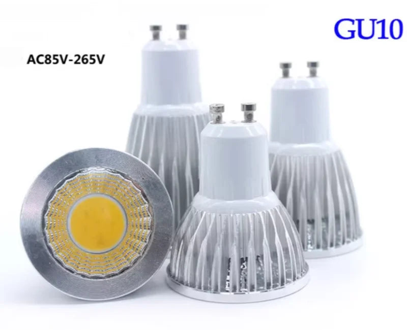 10-Pack COB LED Spotlight 5W 7W 9W GU10 MR16 E27 E14 CRI 85+ 90lm/W 60° AC 85-265V 3-Color