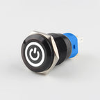 IP65 Waterproof Illuminated Metal Push Button Switch 16mm 19mm 22mm 3A Momentary or Latching LED 3-220V Black Aluminum Alloy 1NO1NC