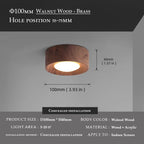 Walnut Wood Copper LED Ceiling Spotlight Acrylic Shade Knob Switch AC 90-260V Concealed or Surface Mount Warm White Changeable Living Room