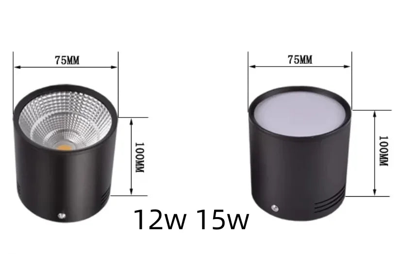 COB LED Recessed Downlight 7W 9W 12W 15W 18W 21W 25W 30W Die Cast Aluminum CRI 90 60 Degree Dimmable Knob Switch AC 85-265V Warm White Natural White Cool White
