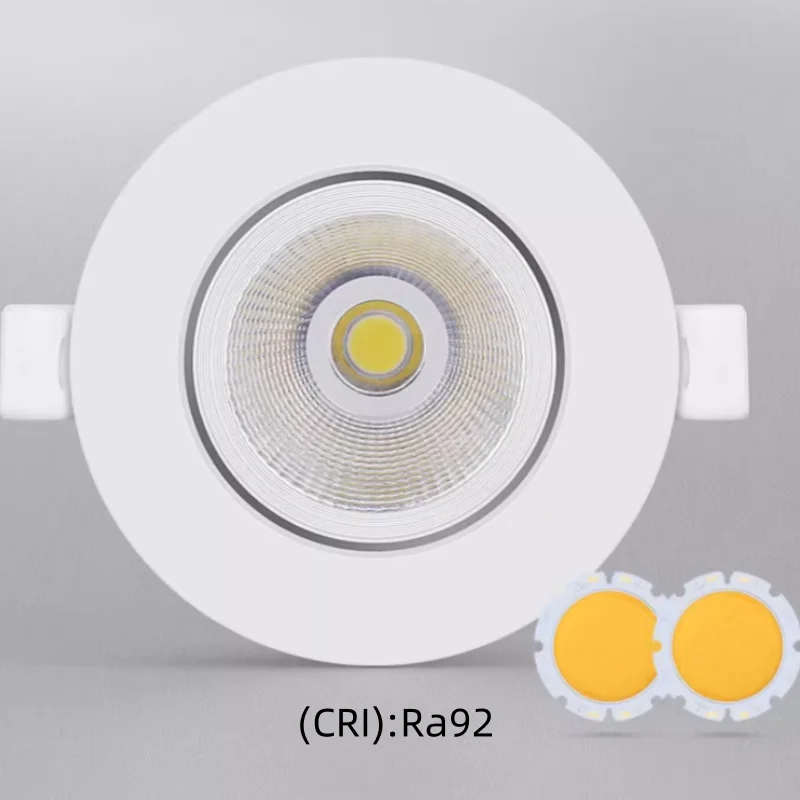 Dimmable COB LED Recessed Downlight 3W 5W 7W 9W 12W 15W 18W CRI 92+ 45-60° AC 86-265V
