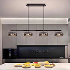 Nordic Multi-Head Glass Pendant Lamp 3 4 5 6 Heads 45-90W 3-Color Switchable AC 90-265V