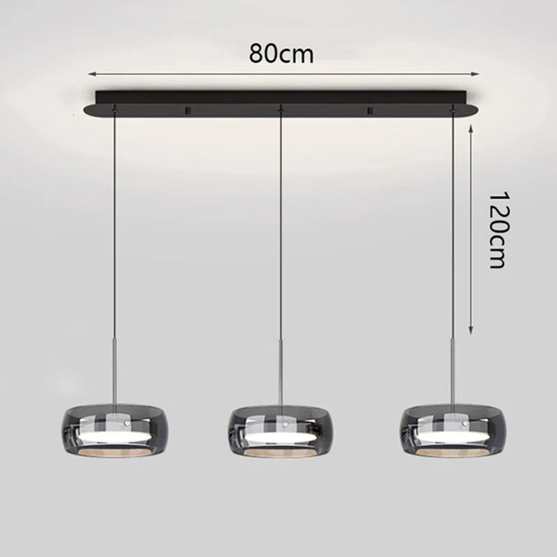 Modern Multi-Head Glass Pendant Light 1 3 4 Heads 5-60W Ironware Dimmable AC 90-265V