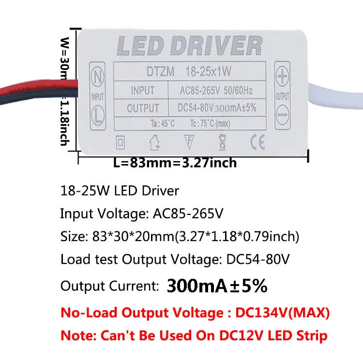 Isolated Constant Current LED Driver 280-300mA 1-3W to 25-36W AC 85-265V Aishi IC OVP