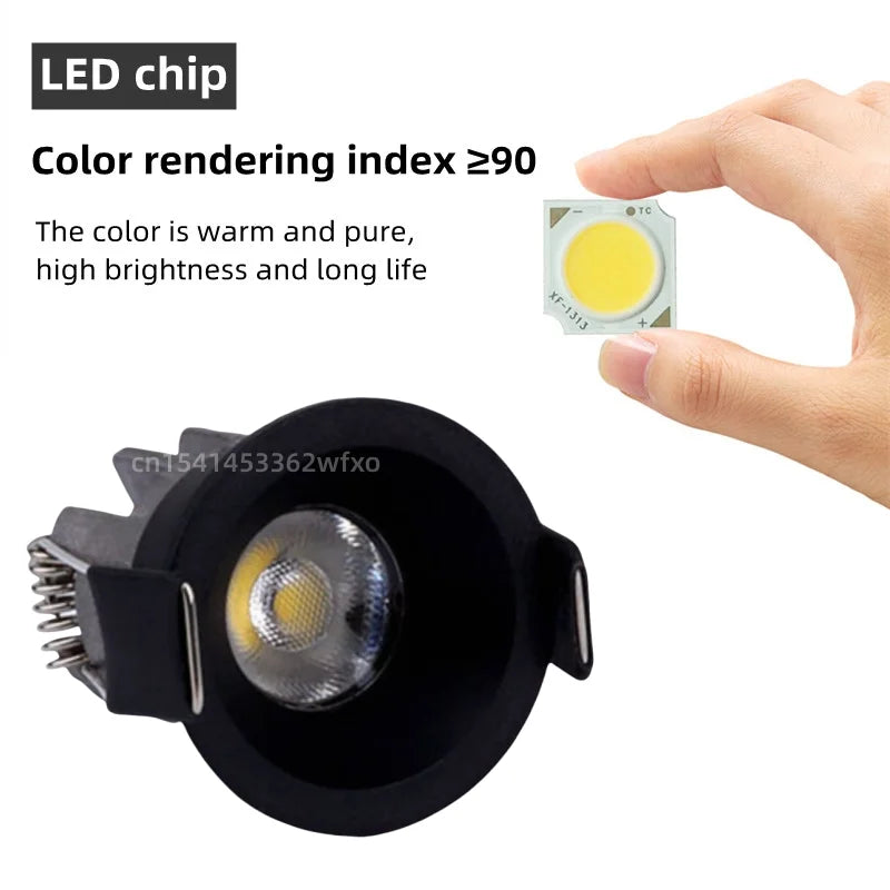 Dimmable Mini COB LED Recessed Downlight 3W 5W 7W 10W 40° IP44 110V 220V