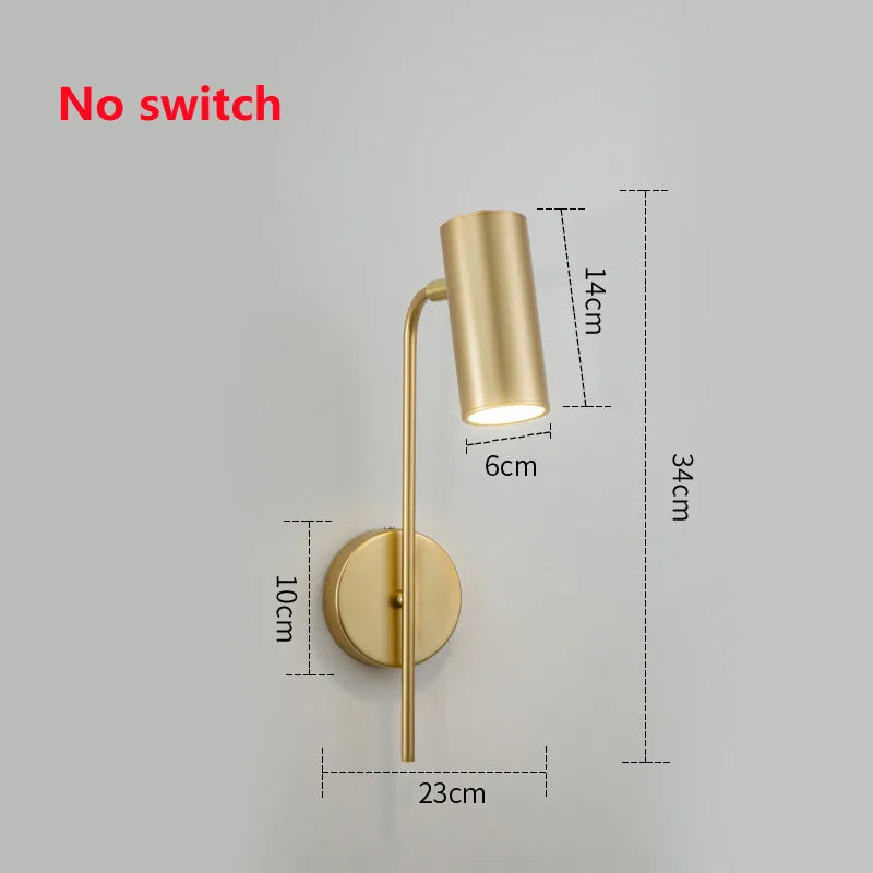 Modern Rotatable LED Wall Lamp Iron Plated E26 Single Head Knob Switch Up and Down AC 90-260V Bedroom Living Room Foyer