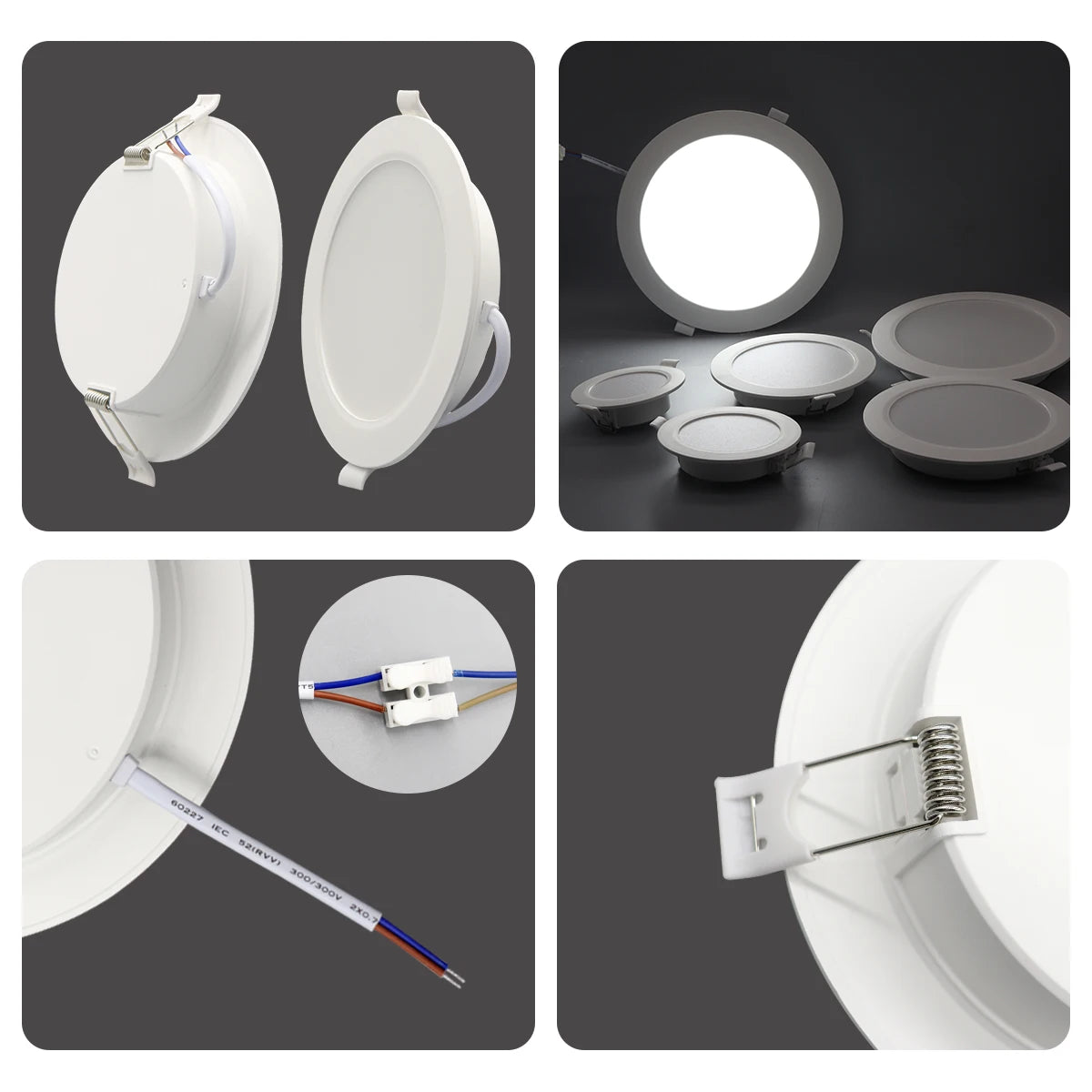 4-Pack LED Recessed Downlight 6W-24W No Flicker 3000K 4000K 6000K AC 110-260V Kitchen