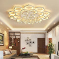 Modern Crystal LED Ceiling Chandelier 24W 48W 72W 110W G9 Three Color Switch Control White Petal 50cm to 105cm Living Room Bedroom Kitchen AC 90-260V