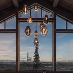 Modern Glass Iron Pendant Chandelier 3-21 Heads Round Linear Black Silver Gold AC 90-265V