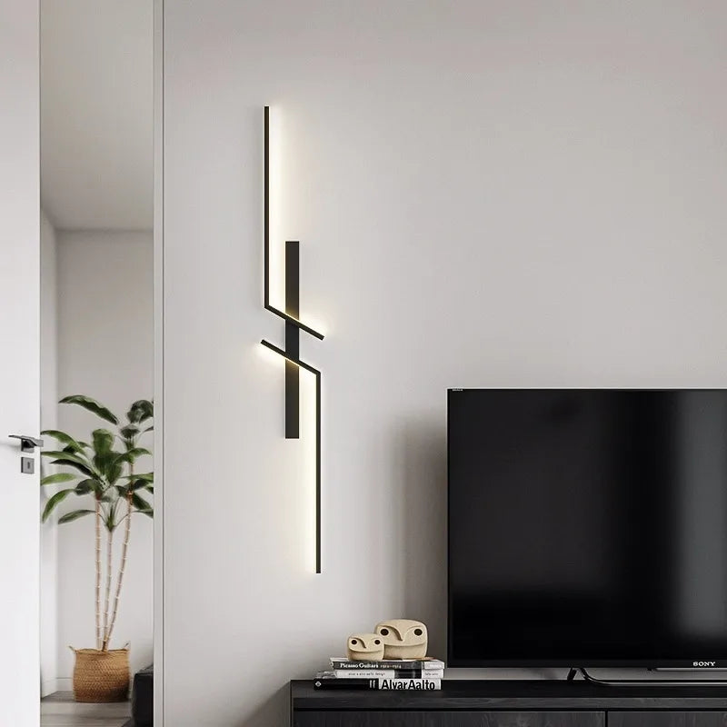 Modern LED Strip Wall Lamp 13W 15W 18W Dimmable Black Gold 60cm 80cm 100cm AC 90-260V