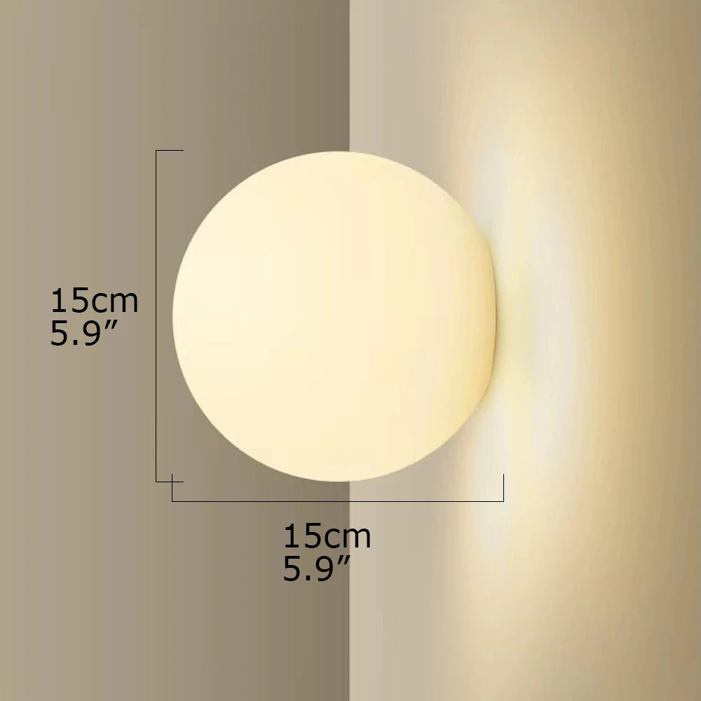 Modern Minimalist Glass Ball LED Wall Lamp Iron Dimmable AC 90-260V Bedroom Living Room