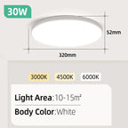 Ultra-Thin LED Surface Ceiling Light 10W 15W 20W 30W Square Round CRI 90+ AC 90-265V