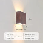 Nordic Wood Grain LED Wall Sconce G9 Single Head Up and Down Iron Dimmable Remote Control 3000K to 6500K AC 110-220V Bedroom Living Room