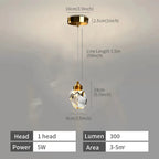 Modern Crystal Raindrop LED Chandelier Pendant Light 5 Head Gold Aluminum Cord Pendant AC 90-260V Living Room Dining Room