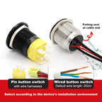 IP68 Waterproof Stainless Steel Push Button Switch 19mm 22mm 20A Momentary LED 12V 24V 110V 220V 4 Pin 20cm Wire 5 Colors