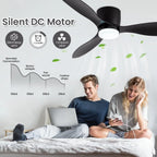 IRALAN DC Motor Ceiling Fan with LED 3-CCT 6-Speed Reversible Remote 42 52 Inch AC 90-220V