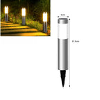 Solar LED Cylindrical Pathway Lawn Light IP65 Waterproof Stainless Steel Plastic Polycrystalline Panel Garden Walkway 2 Sizes