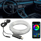 USB RGB LED Car Interior Atmosphere Light Strip 2M 3M APP and Button Control 360 Degree Flexible Neon Ambient Lamp
