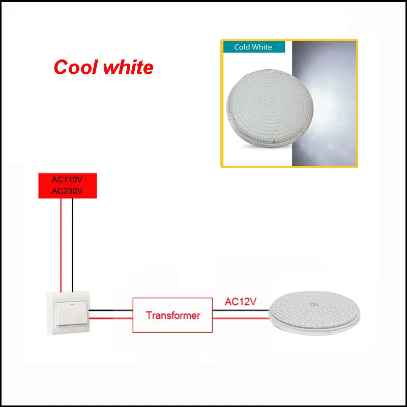 IP68 PAR56 Pool Light 18W 25W 35W Resin-Filled 140° SMD2835 AC/DC 12V RGB Remote Warm Cool