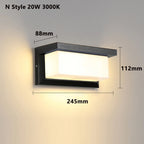 IP65 LED Outdoor Wall Light 20W Radar Motion Sensor Plastic Polycarbonate Black AC 85-265V Porch Garden Balcony 3 to 6 Meter Range