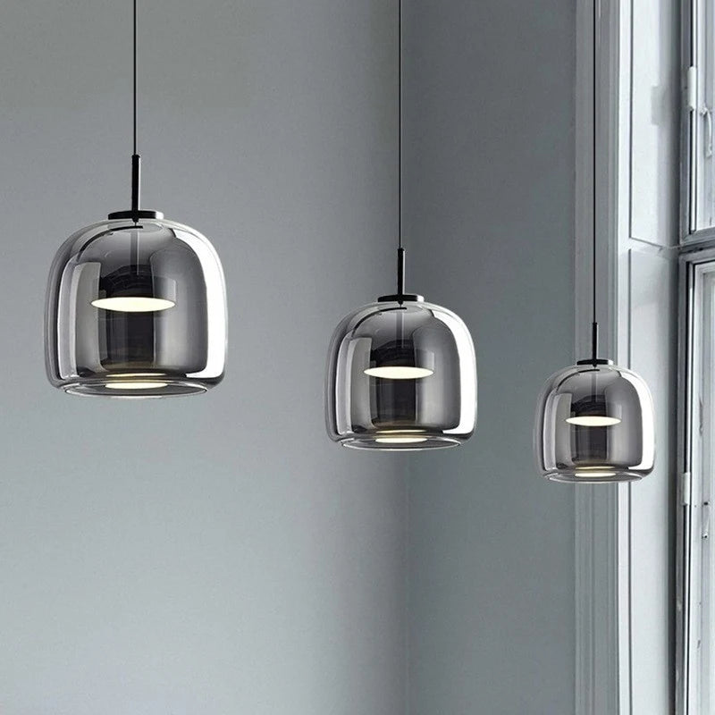 Nordic Minimalist Iron Glass Pendant Chandelier E26 E27 38cm Single Head Dimmable AC 90-260V