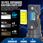 H8 H11 9005 HB3 9006 HB4 LED Headlight Bulb 100W 12-CSP Canbus Turbo 6000K DC 12V 2-Pack