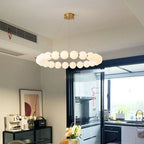 Nordic Modern LED Ring Chandelier Iron Polished Chrome Semi Flush Mount Remote Control AC 90-260V Living Room Dining Room Bar
