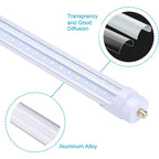 8FT T8 V-Shape LED Tube 65W FA8 Single Pin 7800lm 5000K 270-Degree Dual-End 12 Pack