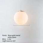 Nordic Glass Ball Pendant Light 10-40cm E27 G9 White Iron AC 90-260V 120cm Wire 3-5m²