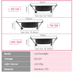 DC 12V IP65 LED Downlight 3W 5W 7W 9W 12W 15W Black Aluminum 3-Color Bathroom Outdoor