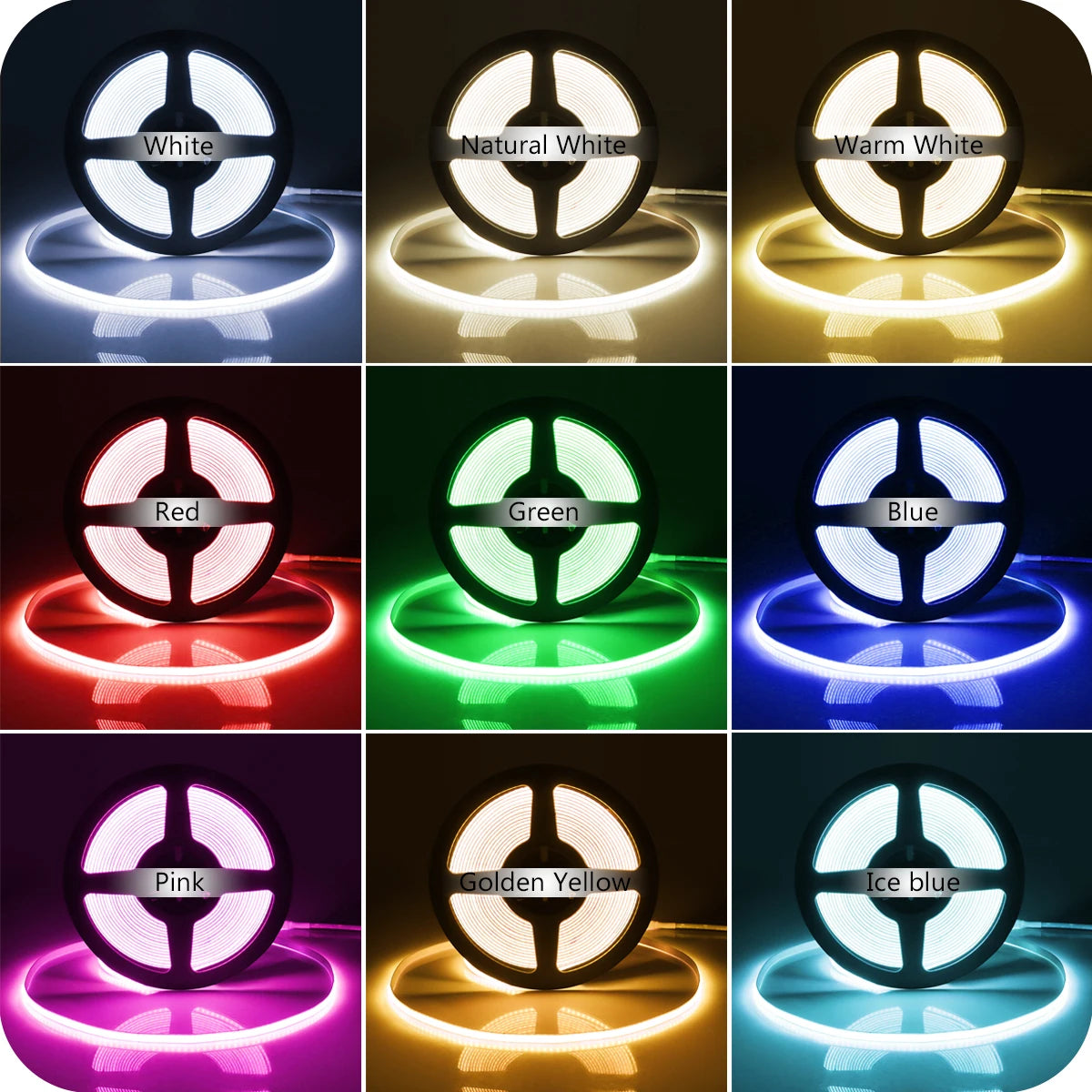 5mm COB LED Strip Light DC 12V 320 LED/m CRI 90 IP20 1m to 5m Warm White Natural White Cool White Red Yellow Pink Blue Green Flexible Tape