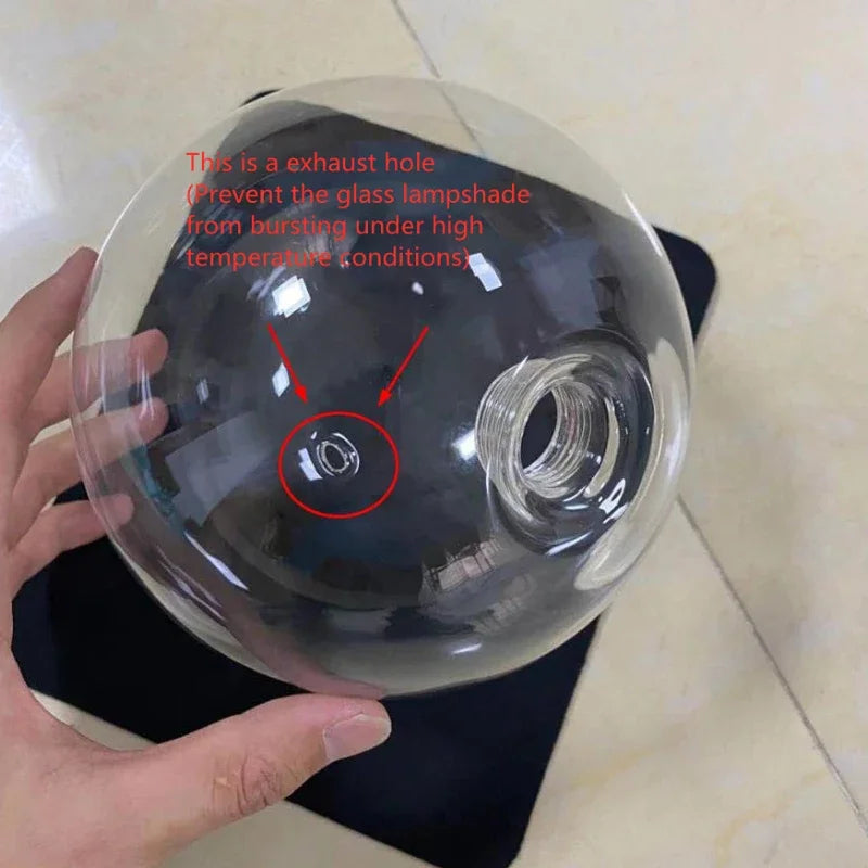 Nordic Glass Ball Pendant Light D15 20 25cm G4 Clear Glass Iron White Black Gold AC 90-260V