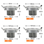 Dimmable Round LED Recessed Ceiling Downlight 3W 4W 5W 7W 9W 12W 18W AC85-265V