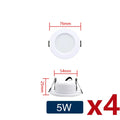 LED Recessed Downlight 5W 9W 12W 15W 18W Epistar DC12V DC24V AC110V 120° 4 Pack
