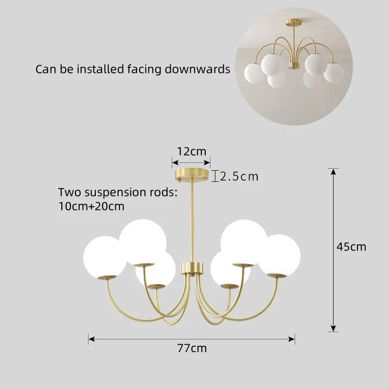 Modern LED Pendant Chandelier Iron Glass Brushed Stainless Plated Multi Head Touch Switch AC 90-260V Living Room Dining Room