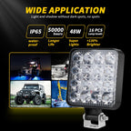 48W LED Work Light Bar Combo Beam 6500K IP65 DC 12-24V Stainless Bracket Offroad ATV Truck