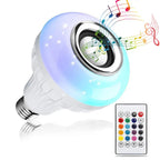 E26 LED Bluetooth Speaker Bulb 12W RGB Color Changing Bluetooth 4.0 24-Key Remote Control AC 100-240V Bedroom Party Globe Smart Bulb