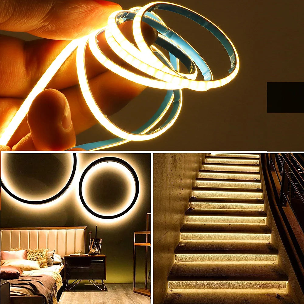 DC 5V USB COB LED Strip Light 320 LED/m 3mm PCB CRI 90 IP33 0.5m to 5m Warm White Natural White Cool White Red Blue Pink Ice Blue Dimmable Flexible Tape